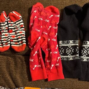 Red and Black Patterned Socks Set